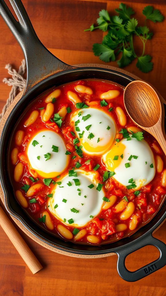Protein-Packed Shakshuka with White Beans and Harissa