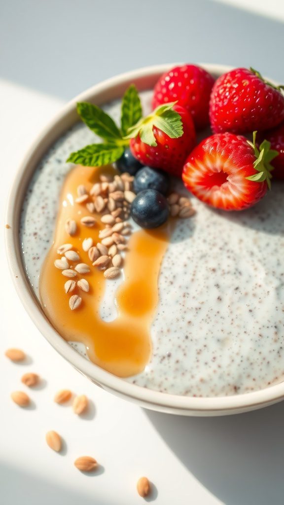 Nutritious High-Protein Chia Pudding with Almond Butter & Hemp Seeds
