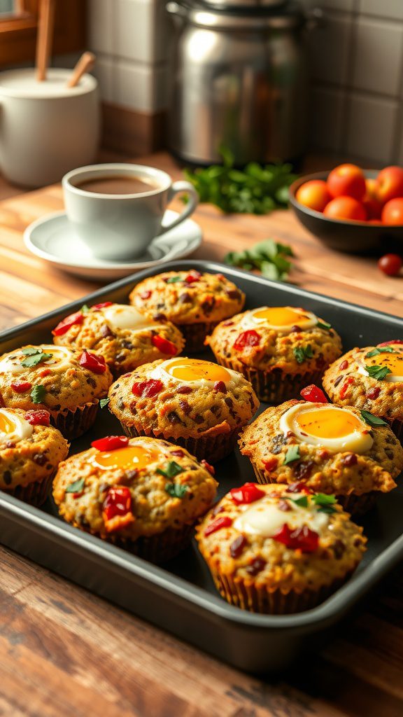Savory Lentil and Egg Muffins with Roasted Red Pepper