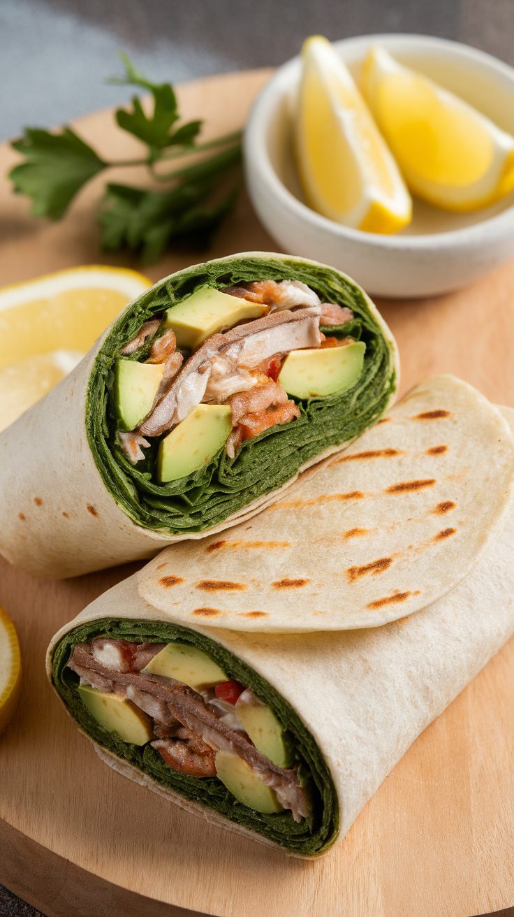 Healthy Spinach and Sardine Wrap