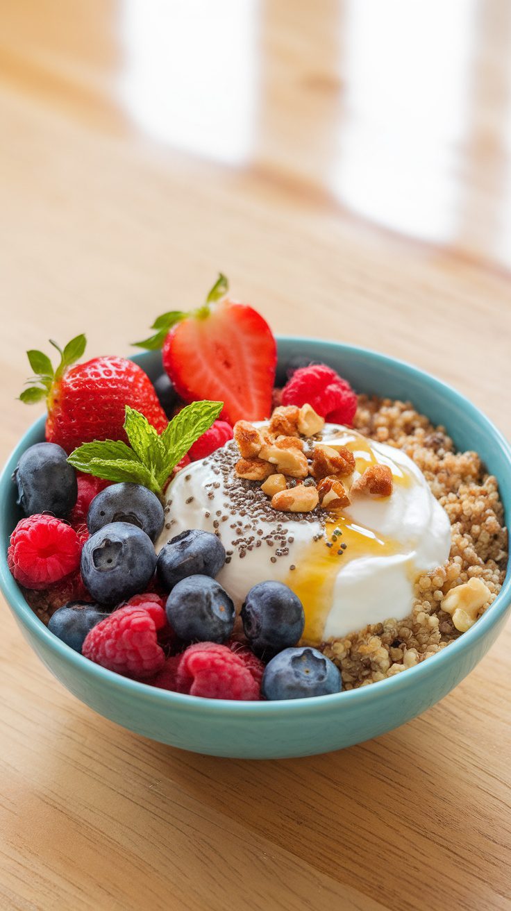 Nutritious Quinoa Breakfast Bowl with Fresh Berries