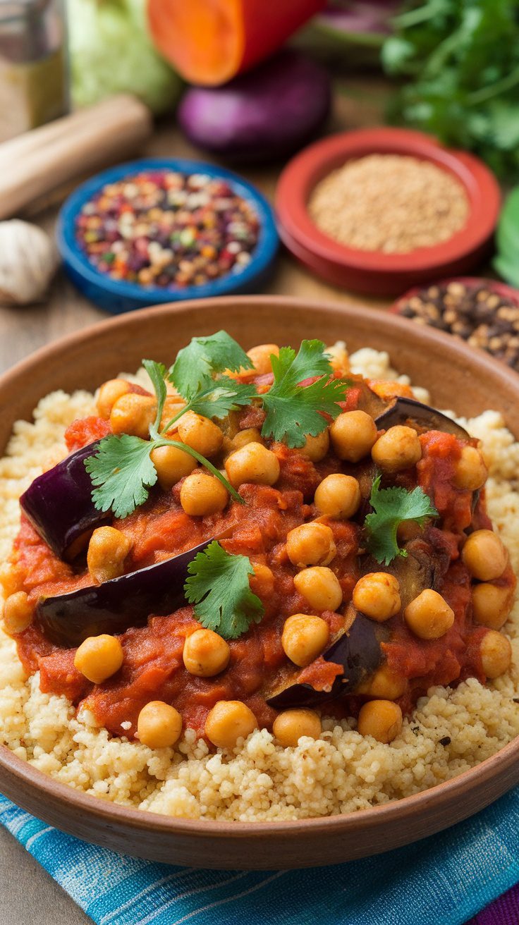 Spicy Eggplant and Chickpea Tagine Recipe