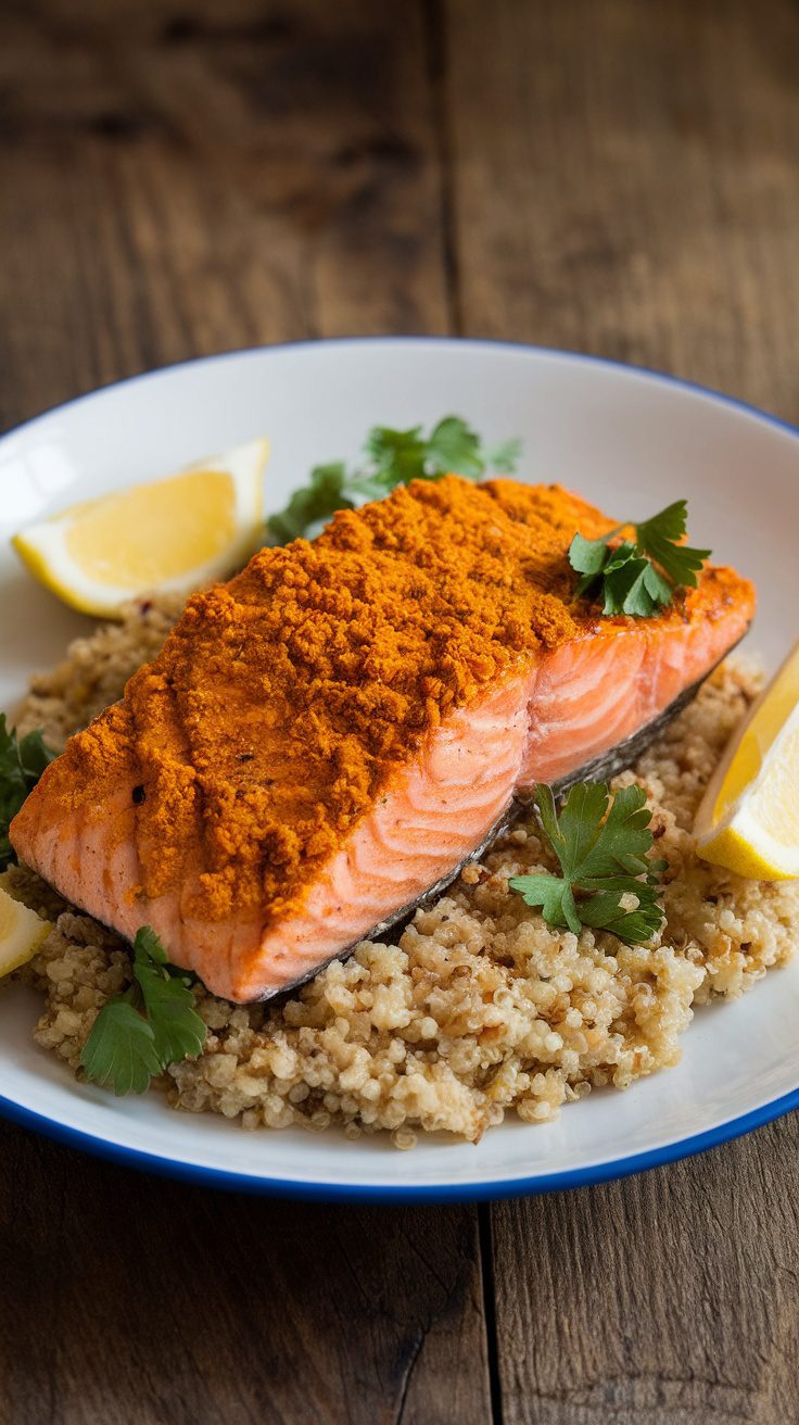 Turmeric-Spiced Grilled Salmon with Quinoa