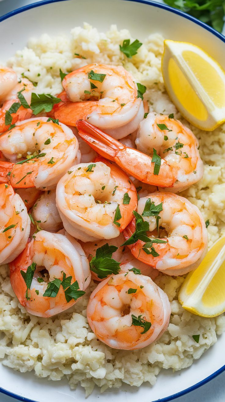 Lemon Garlic Shrimp with Cauliflower Rice – Light & Zesty