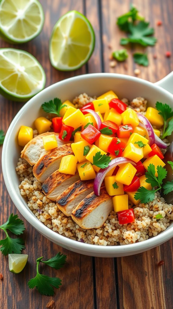 Grilled Chicken Quinoa Bowls with Mango Salsa