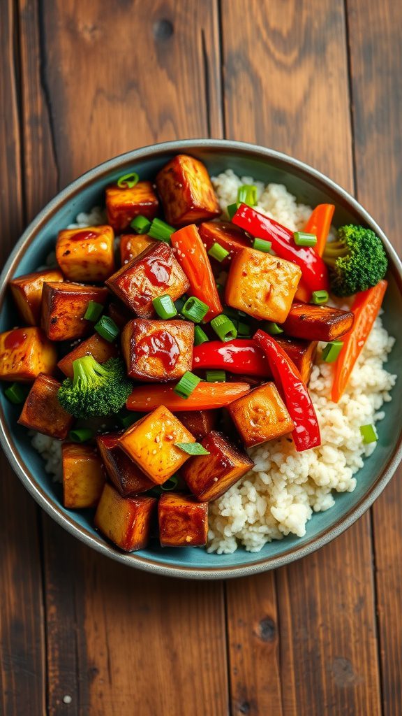 Korean BBQ Tempeh Stir-Fry with Sesame Cauliflower Rice