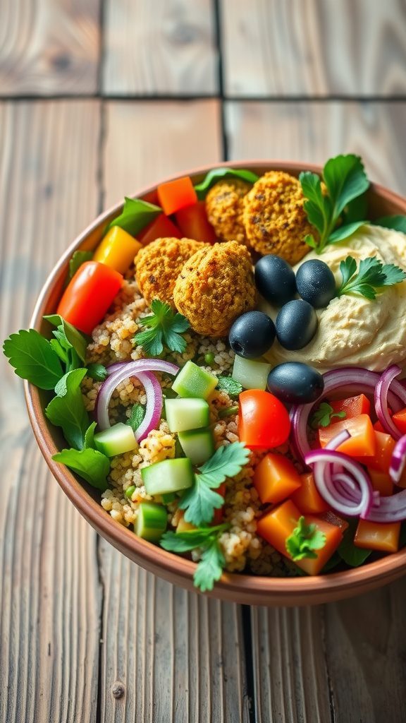 Mediterranean Power Bowl with Falafel and Hummus