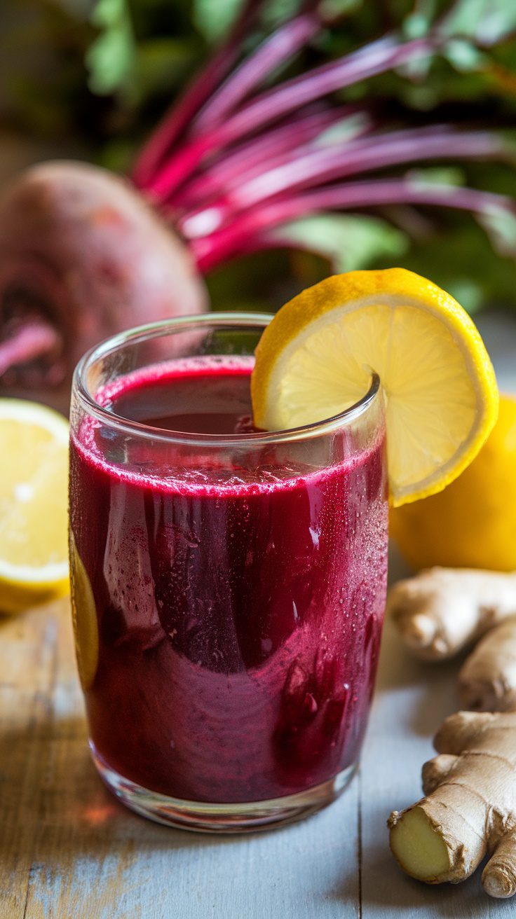 Refreshing Beetroot Juice with Lemon and Ginger