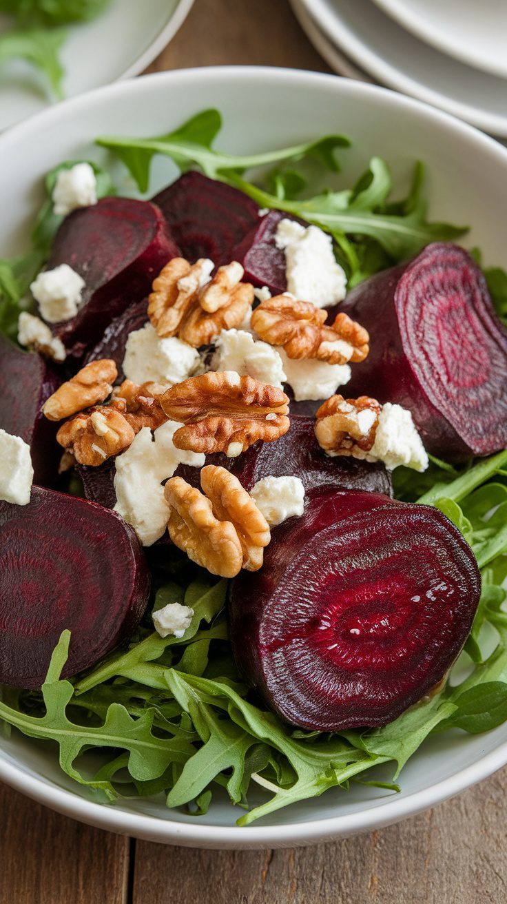 Vibrant Beet and Arugula Salad with Crunchy Walnuts