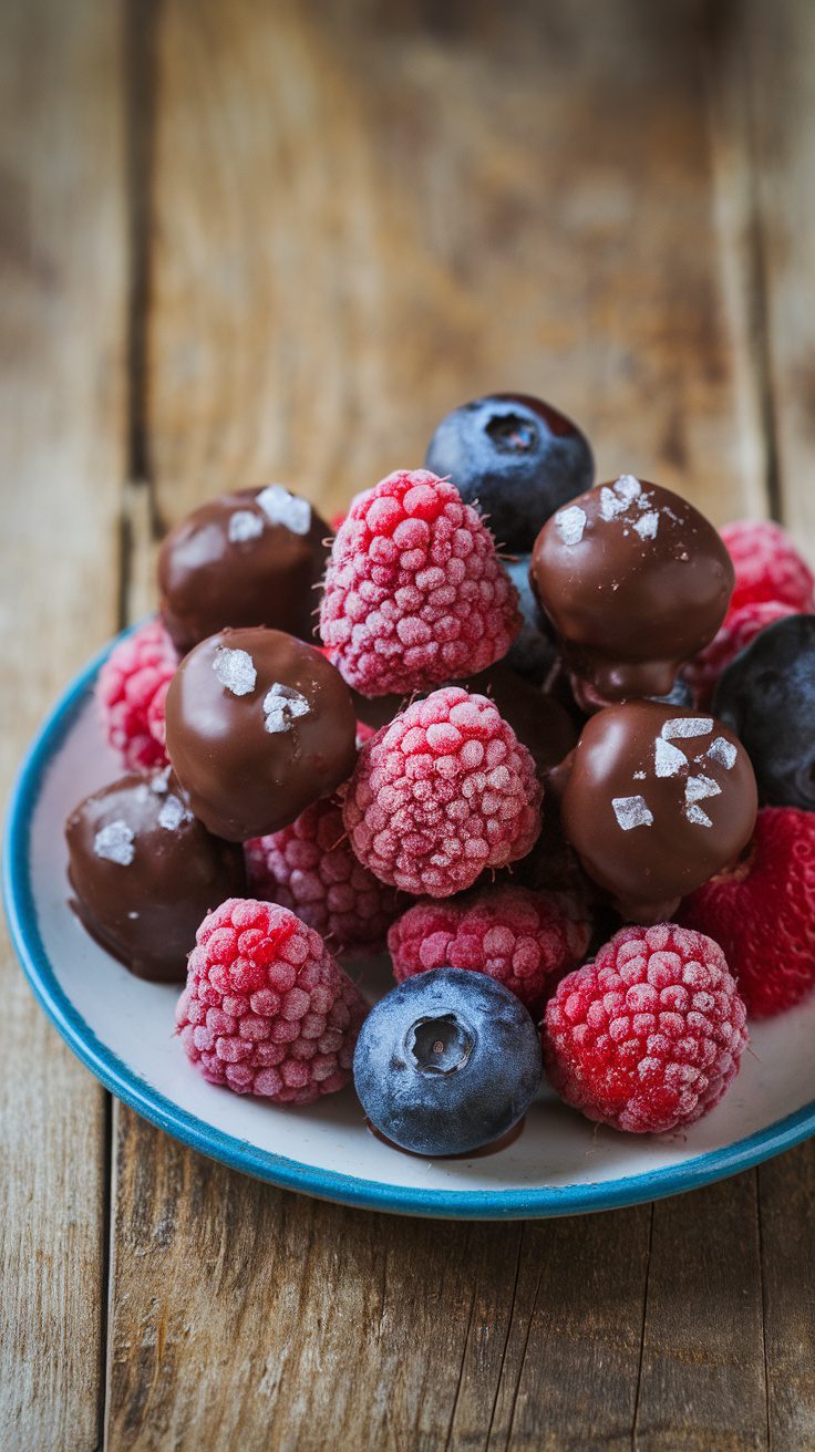 Frozen Berry Bites with Dark Chocolate
