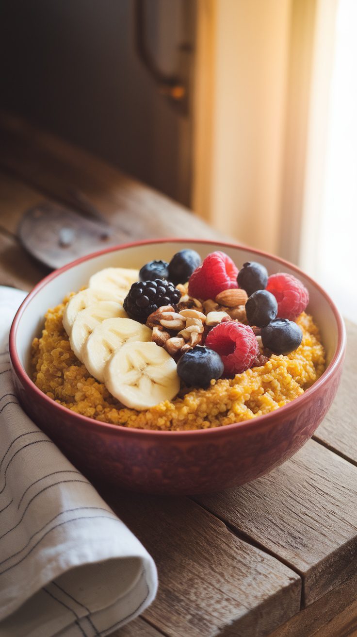 Nutritious Turmeric Breakfast Quinoa Bowl