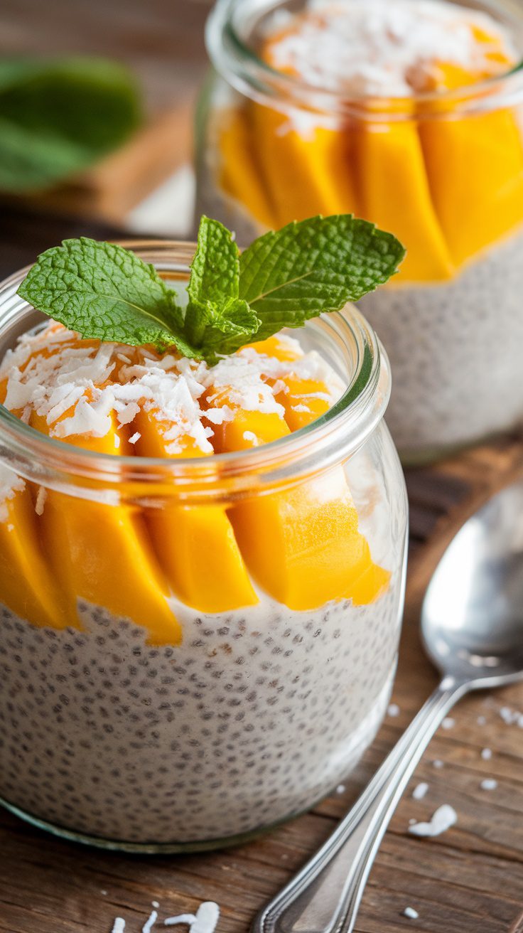 Creamy Chia Pudding with Mango and Coconut