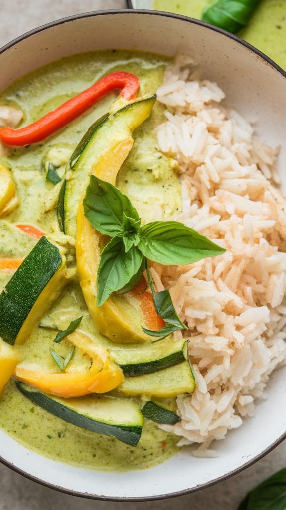 Zesty Green Curry with Zucchini and Bell Peppers