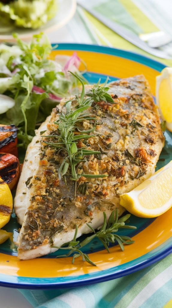 Mediterranean Herb-Crusted Baked Fish Recipe
