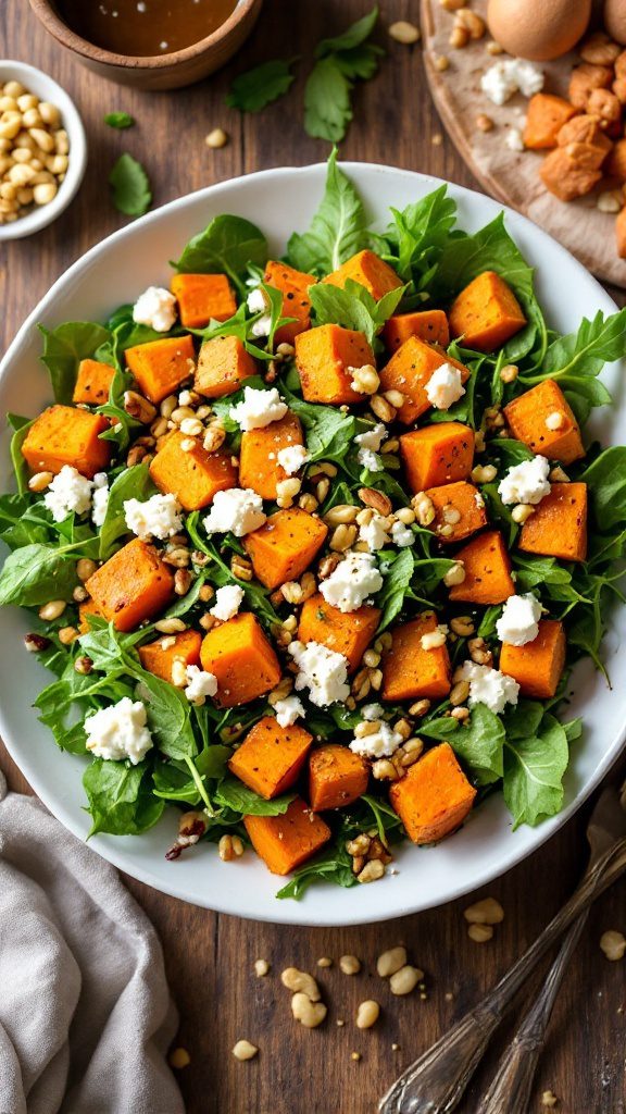 Savory Roasted Sweet Potato and Arugula Salad