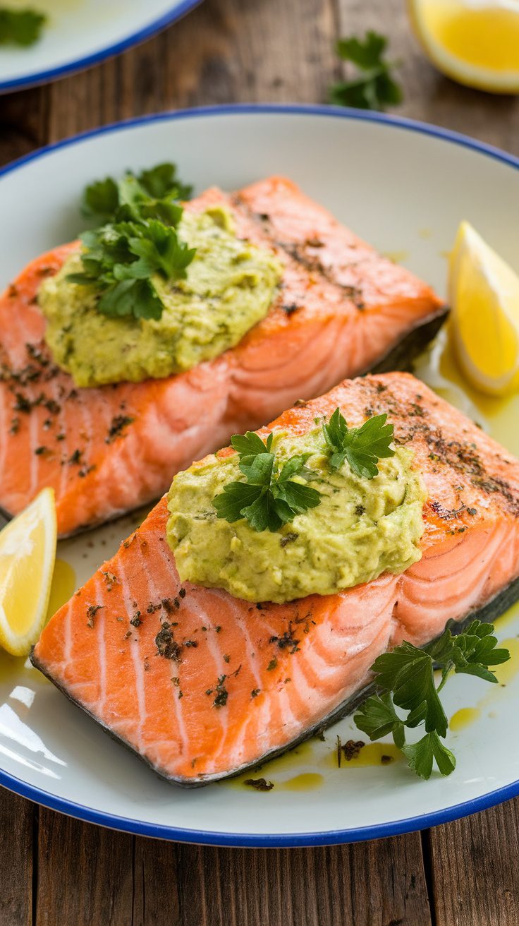 Slow-Roasted Salmon with Creamy Avocado Butter