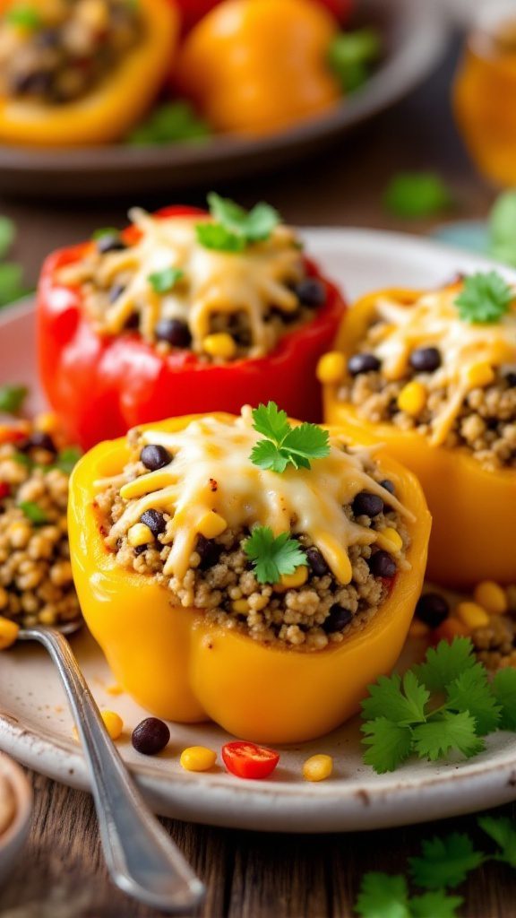 Savory Stuffed Bell Peppers with Quinoa and Vegetables