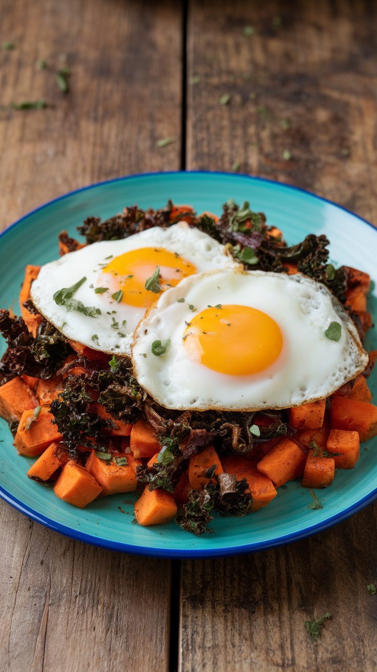 Savory Sweet Potato Hash with Kale and Eggs