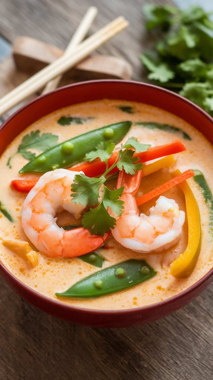Spicy Thai Coconut Curry Soup with Shrimp