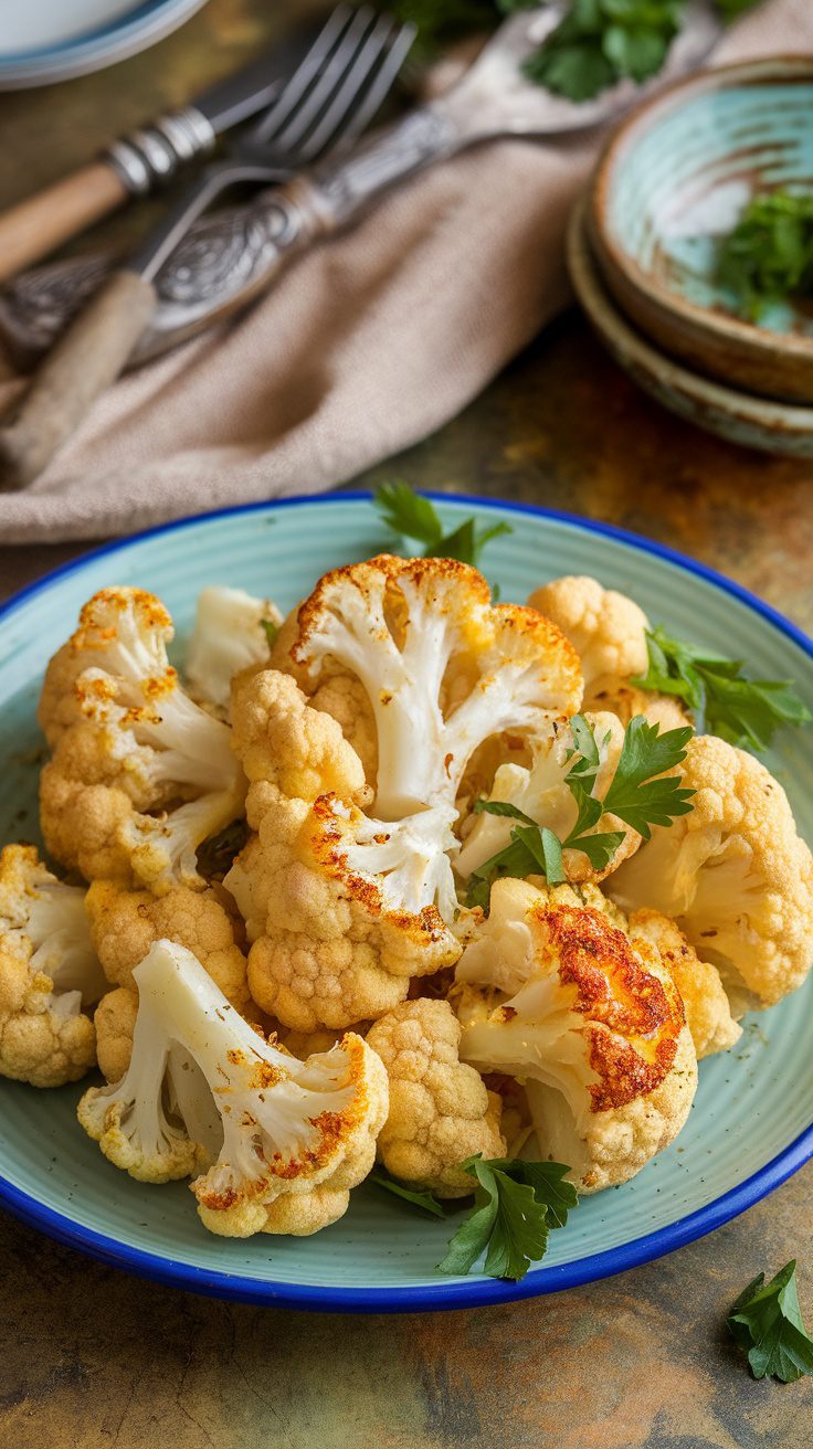 Zesty Spicy Roasted Cauliflower Florets