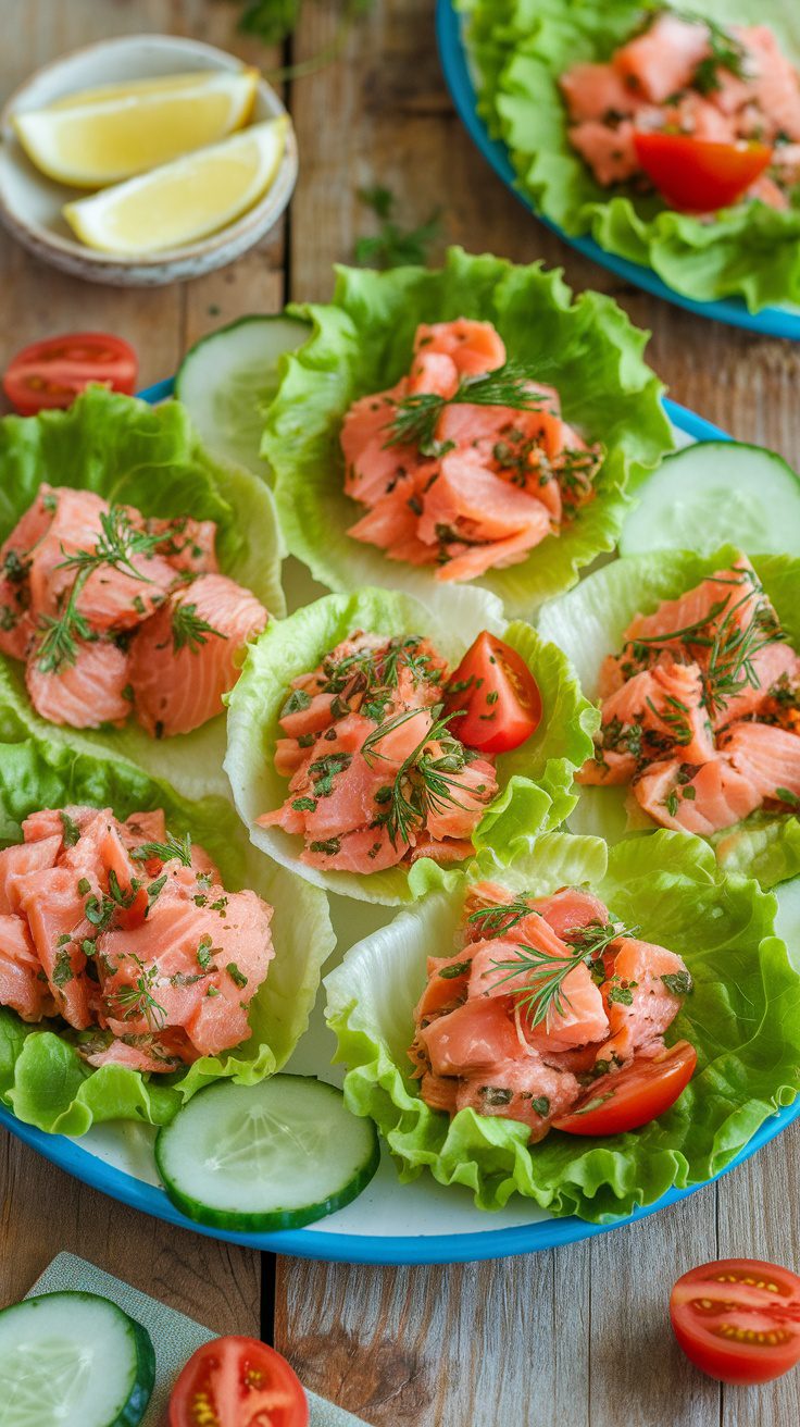 Zesty Herbed Salmon Lettuce Wraps
