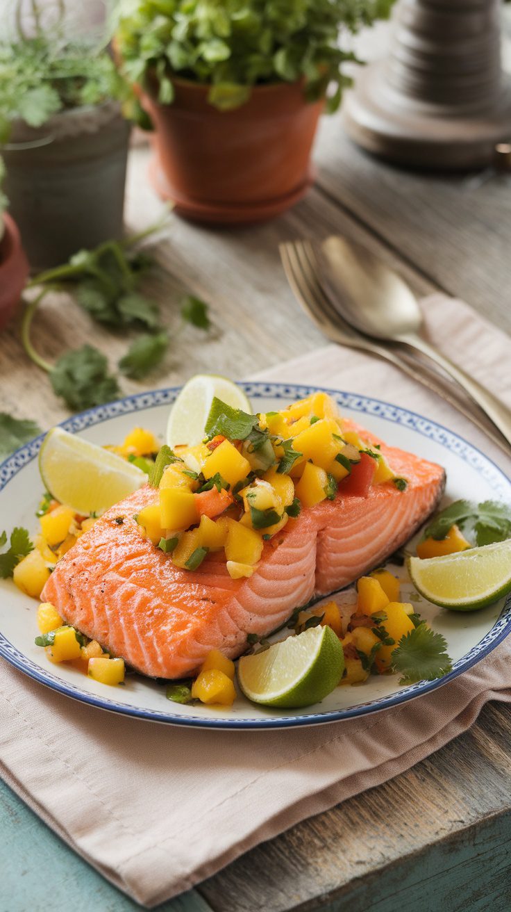 Oven-Baked Salmon with Fresh Mango Salsa