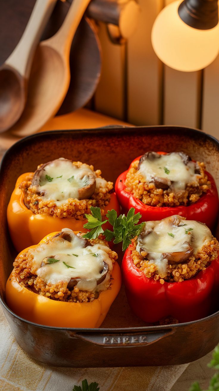 Mushroom & Quinoa Stuffed Peppers – Hearty, Savory & Nutritious!