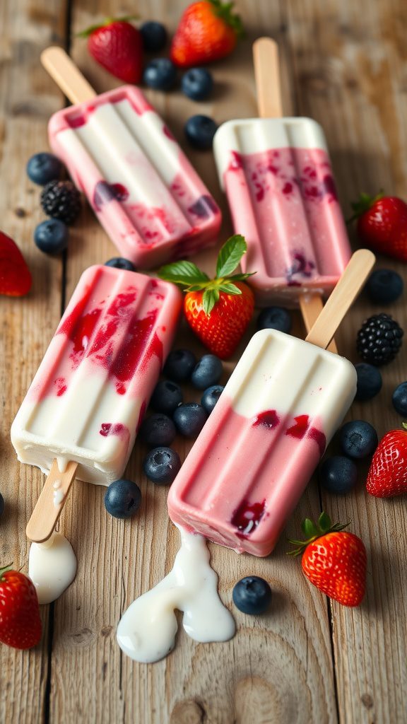 Creamy Greek Yogurt and Berry Smoothie Popsicles