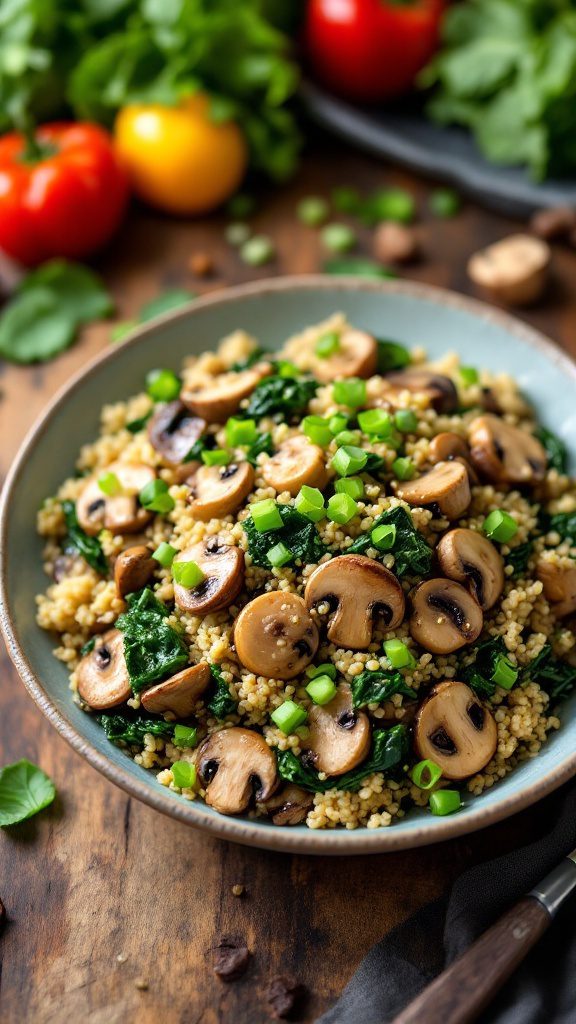 Savory Mushroom and Spinach Quinoa Stir-Fry