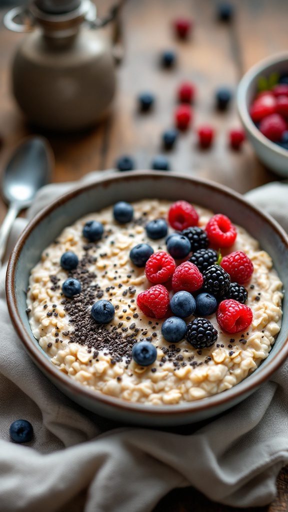 Nutritious Oatmeal with Berries and Chia Seeds