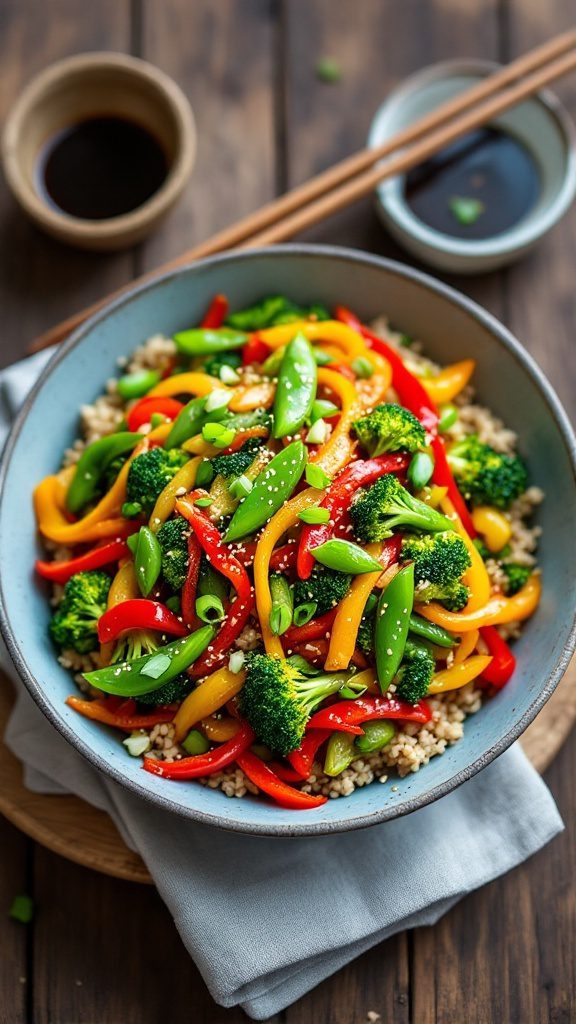Colorful Veggie Stir-Fry with Brown Rice