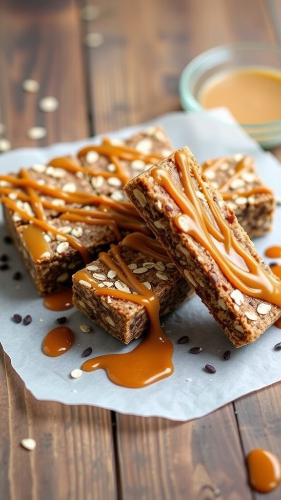 Nutty Salted Caramel Protein Bars with Oats & Chia Seeds