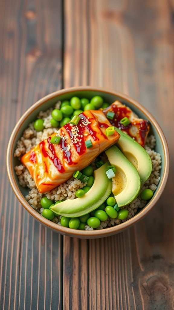 High-Protein Miso-Glazed Salmon Buddha Bowl