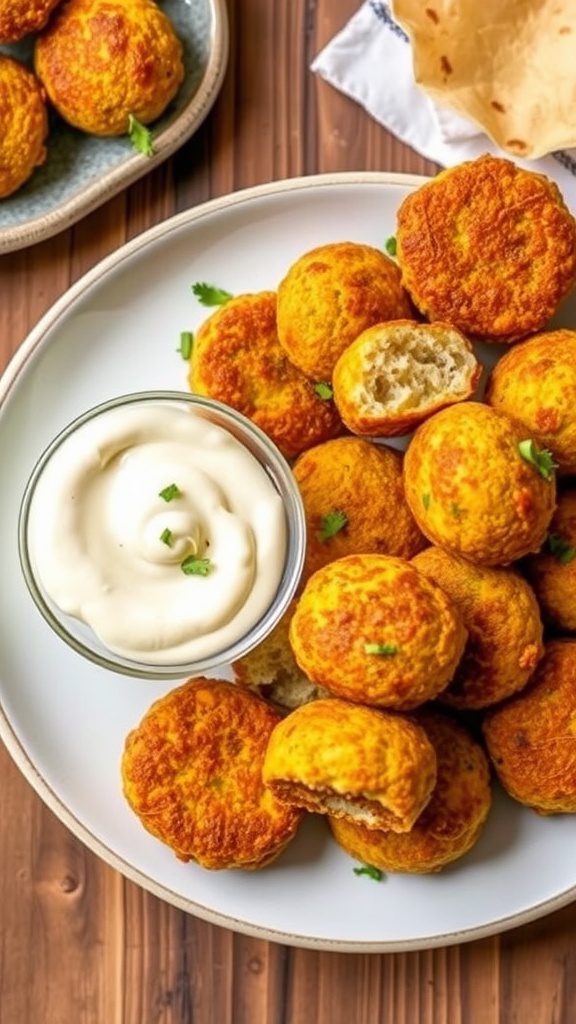Crispy Air-Fryer Falafel Bites with Tahini-Yogurt Sauce