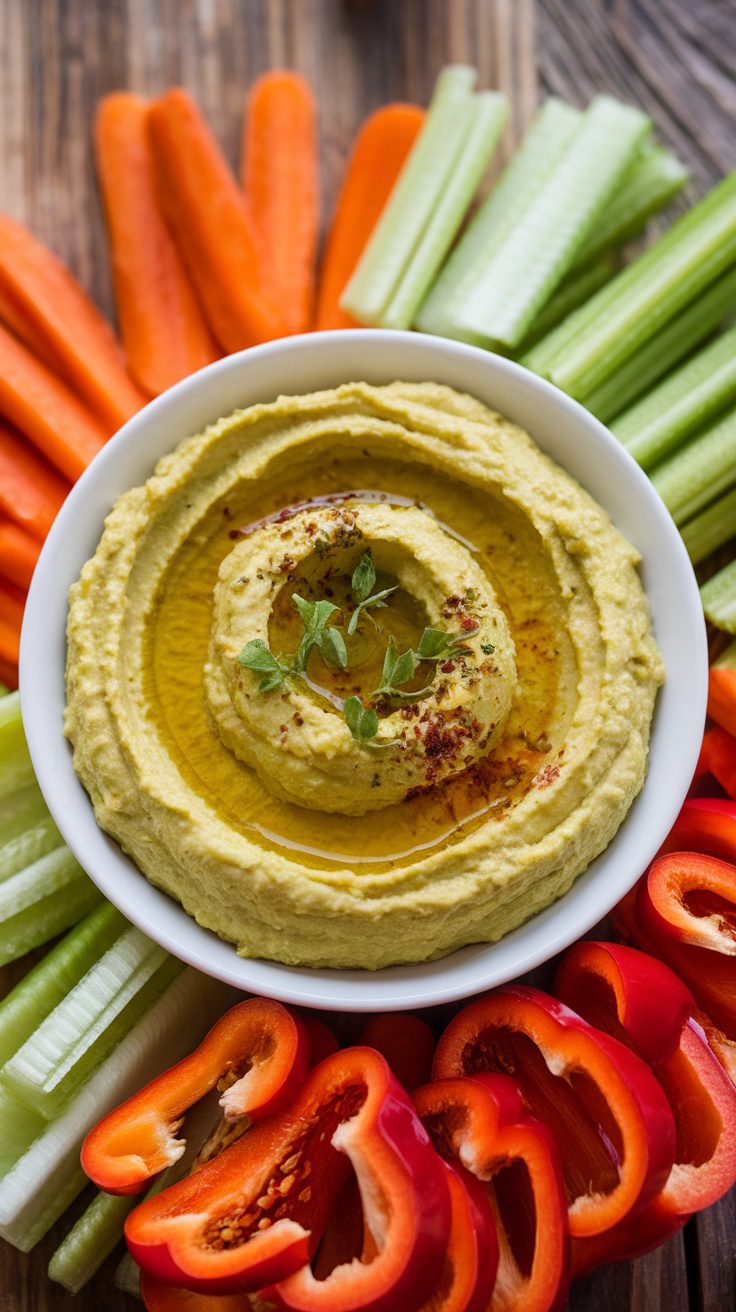 Creamy Avocado Hummus with Crunchy Veggie Sticks