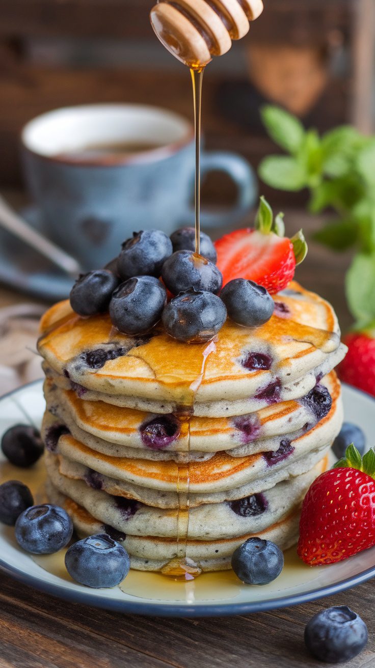 Fluffy Berry Protein Pancakes