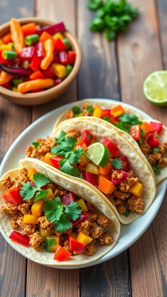 Spicy Peanut Butter Tempeh Tacos with Pickled Veggies