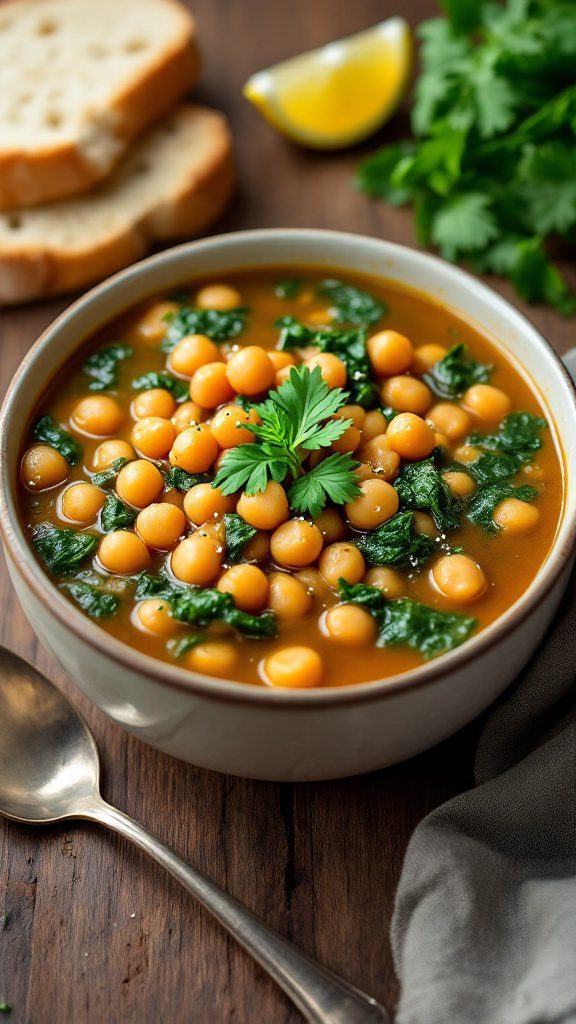 Hearty Chickpea and Spinach Soup Recipe