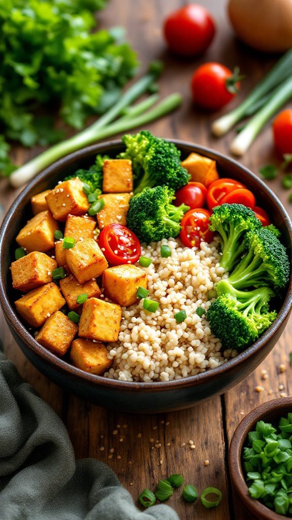 Flavorful Tofu and Broccoli Buddha Bowl