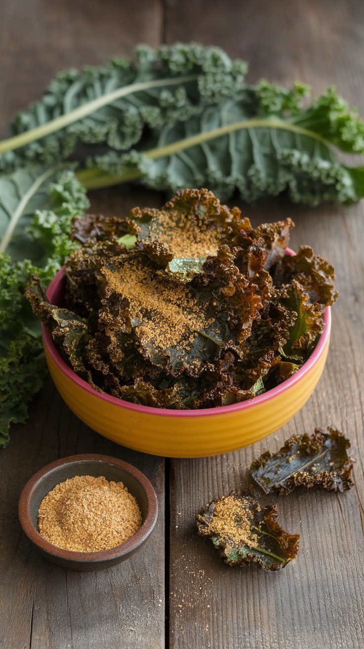 Crispy Homemade Kale Chips with Nutritional Yeast