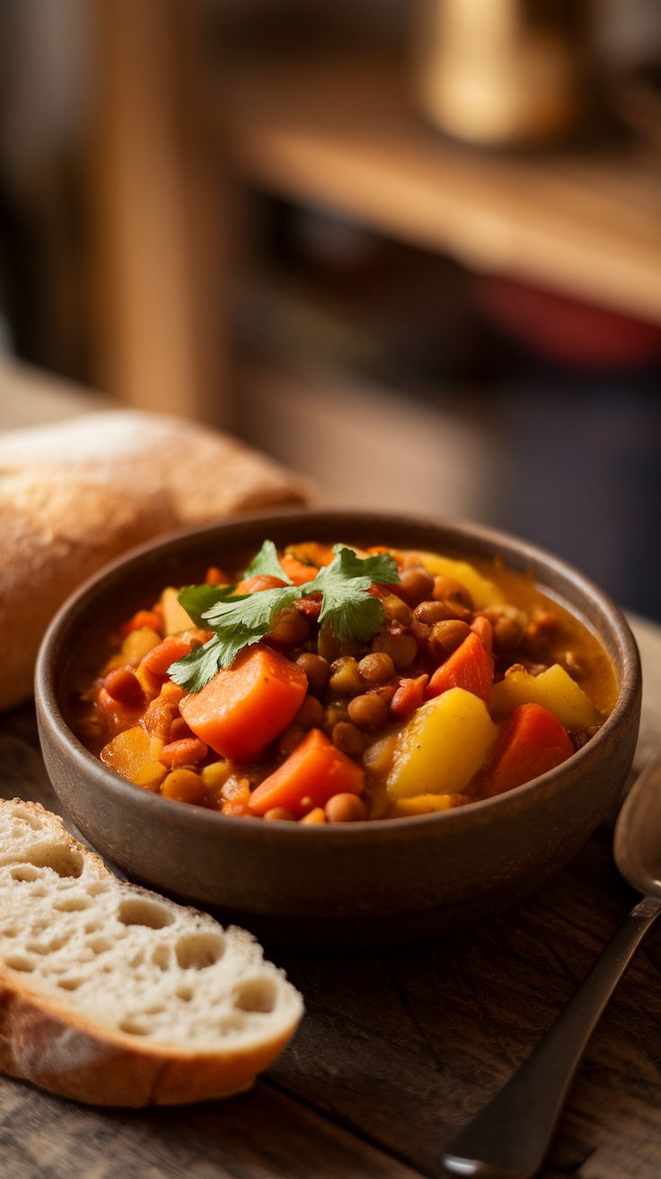 Hearty Vegetable & Lentil Stew with Coriander – Warm & Nourishing