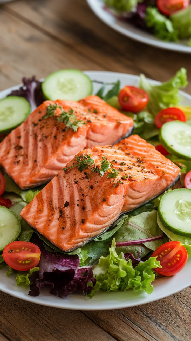Healthy Omega-3 Rich Grilled Salmon Salad