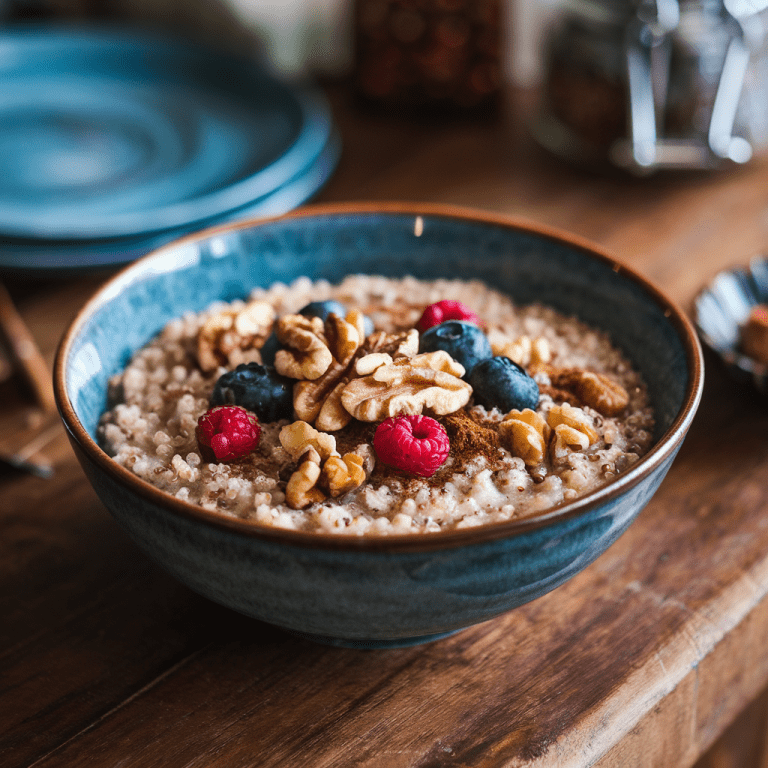 Nutty Quinoa Porridge with Walnuts and Cinnamon