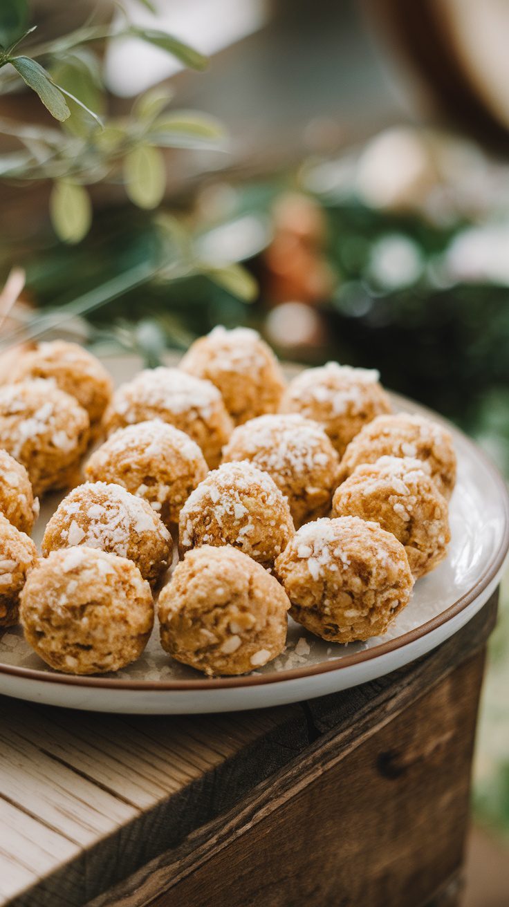Delicious turmeric ginger energy bites on a plate