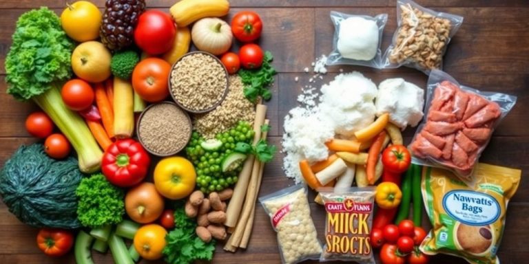 Healthy and unhealthy foods for blood sugar control.