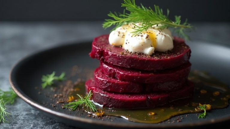 beet and cottage cheese stacks