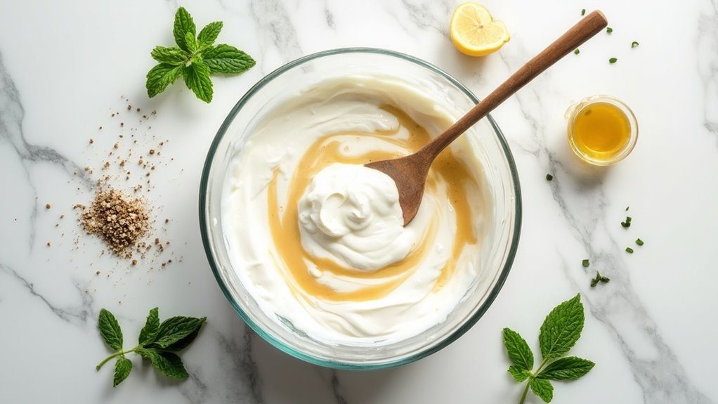 combine yogurt with seasonings