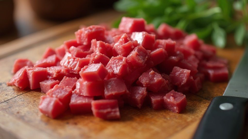 cube the heart meat