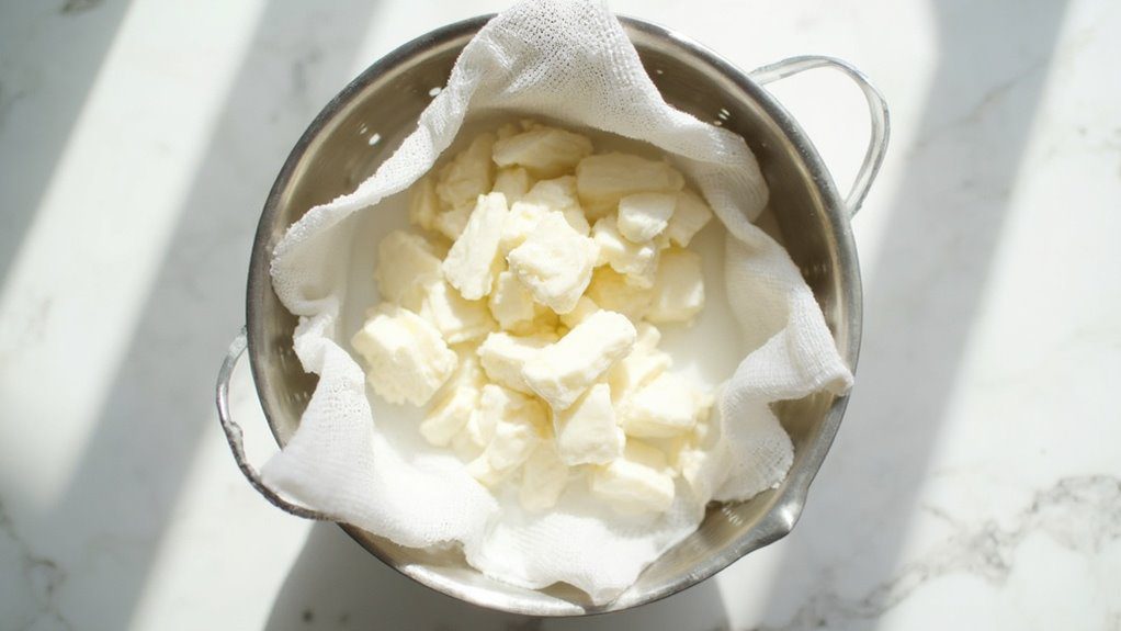 drain liquid from cheese