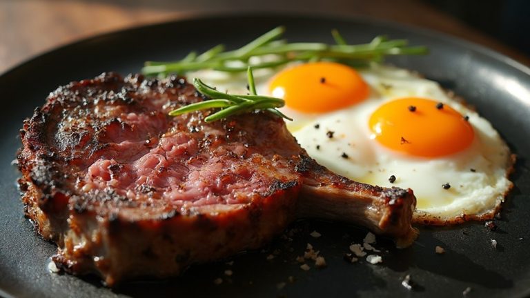 gourmet breakfast with lamb